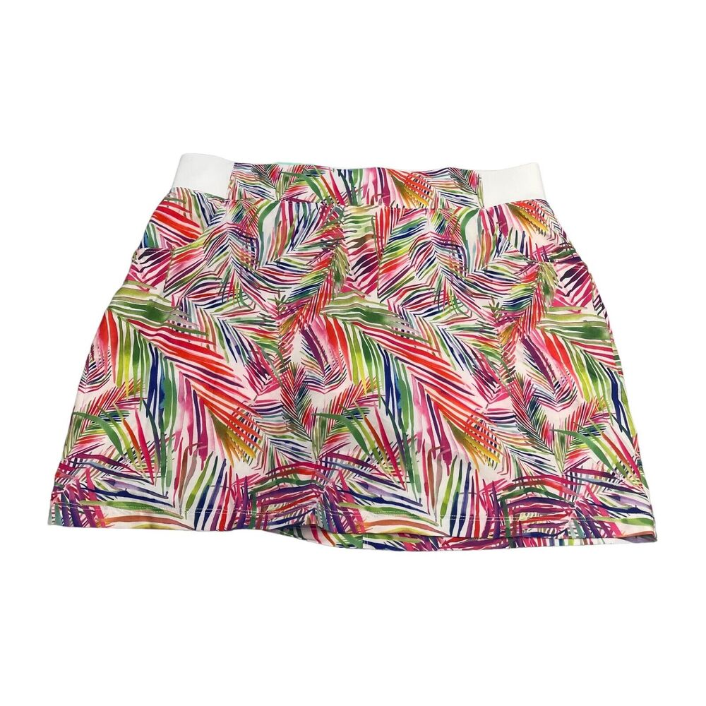 Reel Legends A-Line Skirt Womens Large Petite Candy Pink Jazzy Palms Performance - Picture 1 of 8
